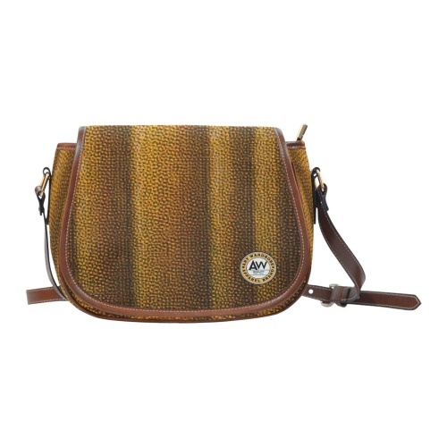 gold and brown vertical striped Saddle Bag/Large (Model 1649)