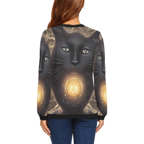 king cat All Over Print Crewneck Sweatshirt for Women (Model H18)