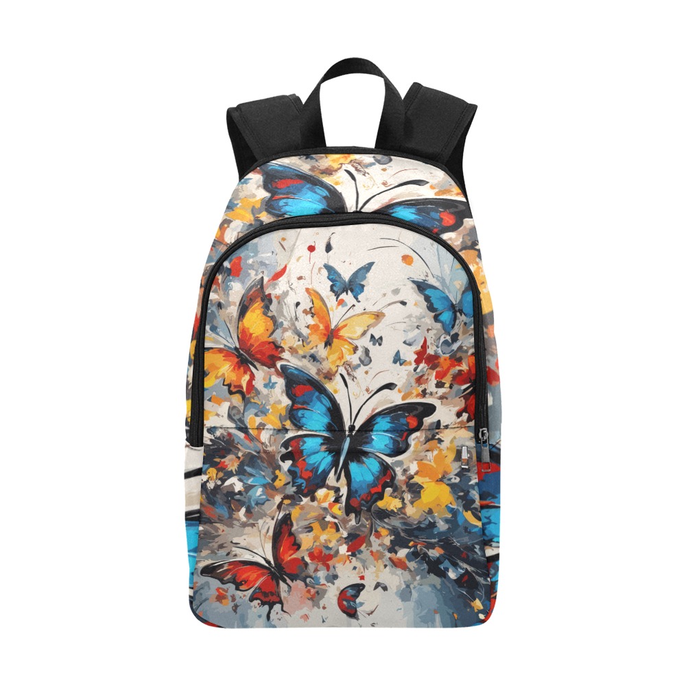 Fantastic blue, red, yellow butterflies art Fabric Backpack for Adult (Model 1659)