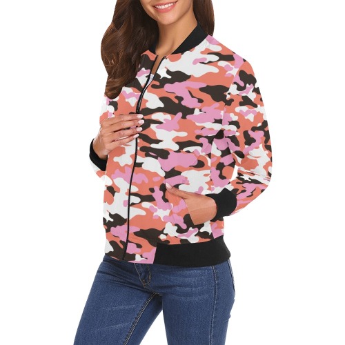 Modern camo texture_03P All Over Print Bomber Jacket for Women (Model H19)
