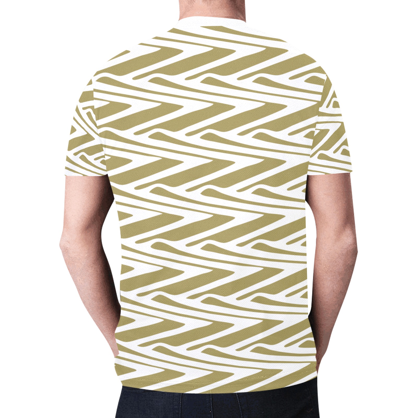 Bohemian geometrical white & beige New All Over Print T-shirt for Men (Model T45)