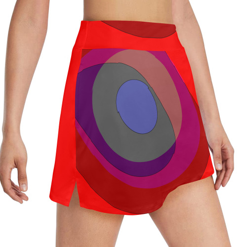 Red Abstract 714 Women's Golf Skirt with Pockets (Model D64)