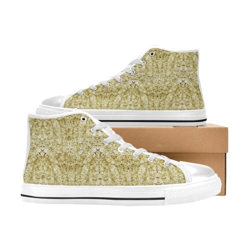 cream roses Women's Classic High Top Canvas Shoes (Model 017)