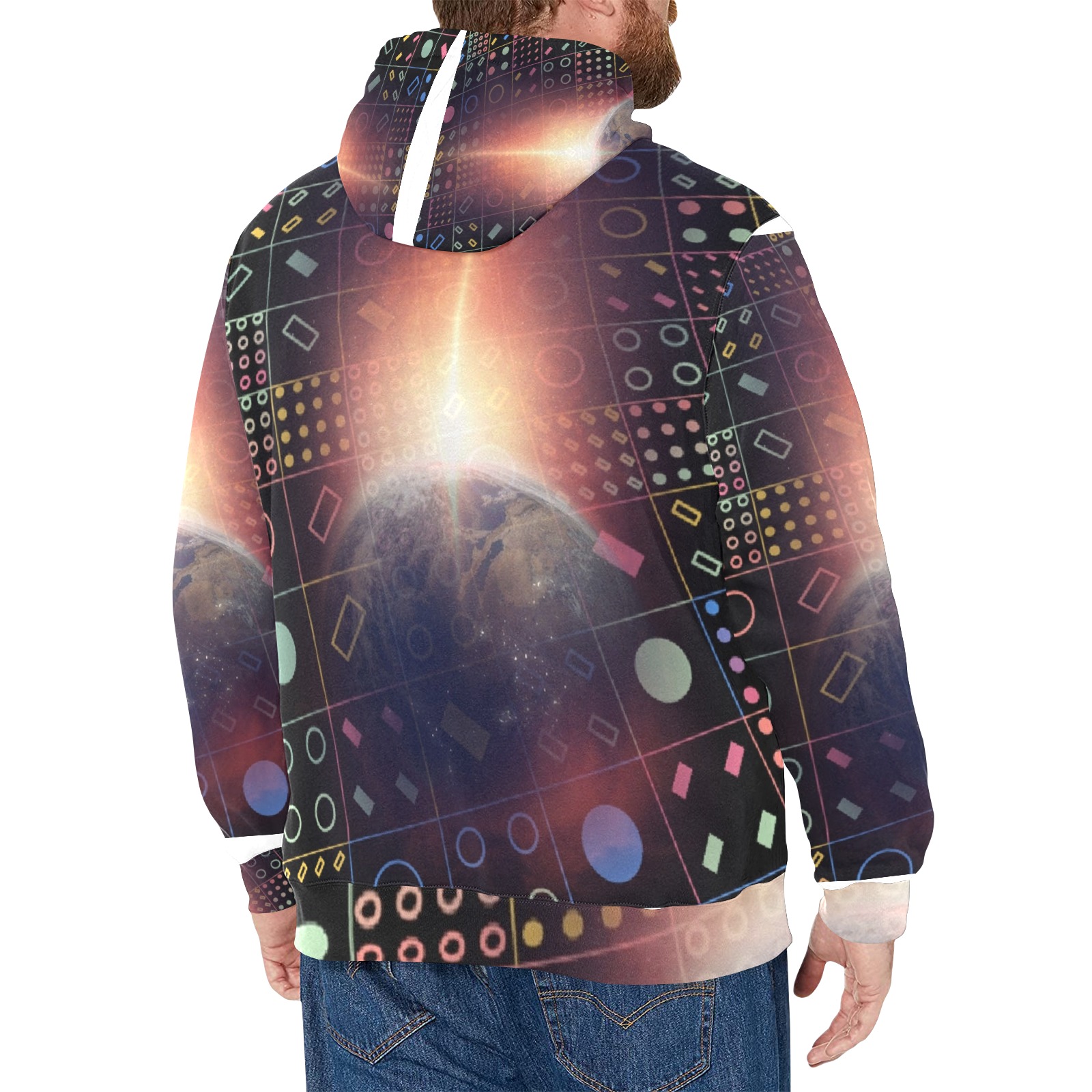 Electronic space Men's Long Sleeve Fleece Hoodie (Model H55)