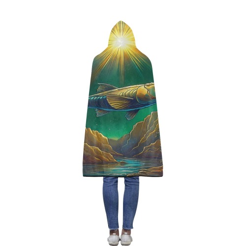 Celestial Swim Flannel Hooded Blanket 50''x60''