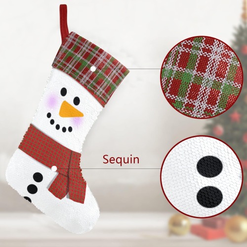 Snowman Sequin Christmas Stocking