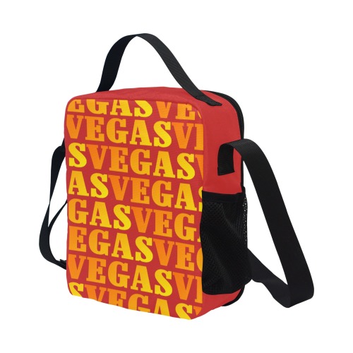 Golden Las VEGAS / Red All Over Print Crossbody Lunch Bag for Kids (Model 1722)