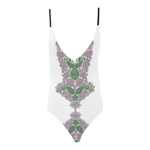 Lilac Mosaic Swimsuit Sexy Lacing Backless One-Piece Swimsuit (Model S10)