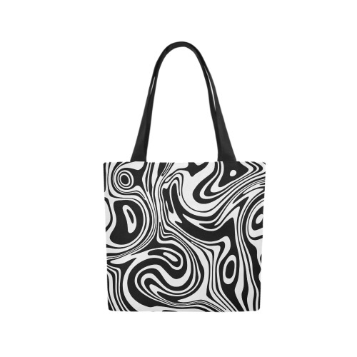Black and White Marble Canvas Tote Bag (Model 1657)