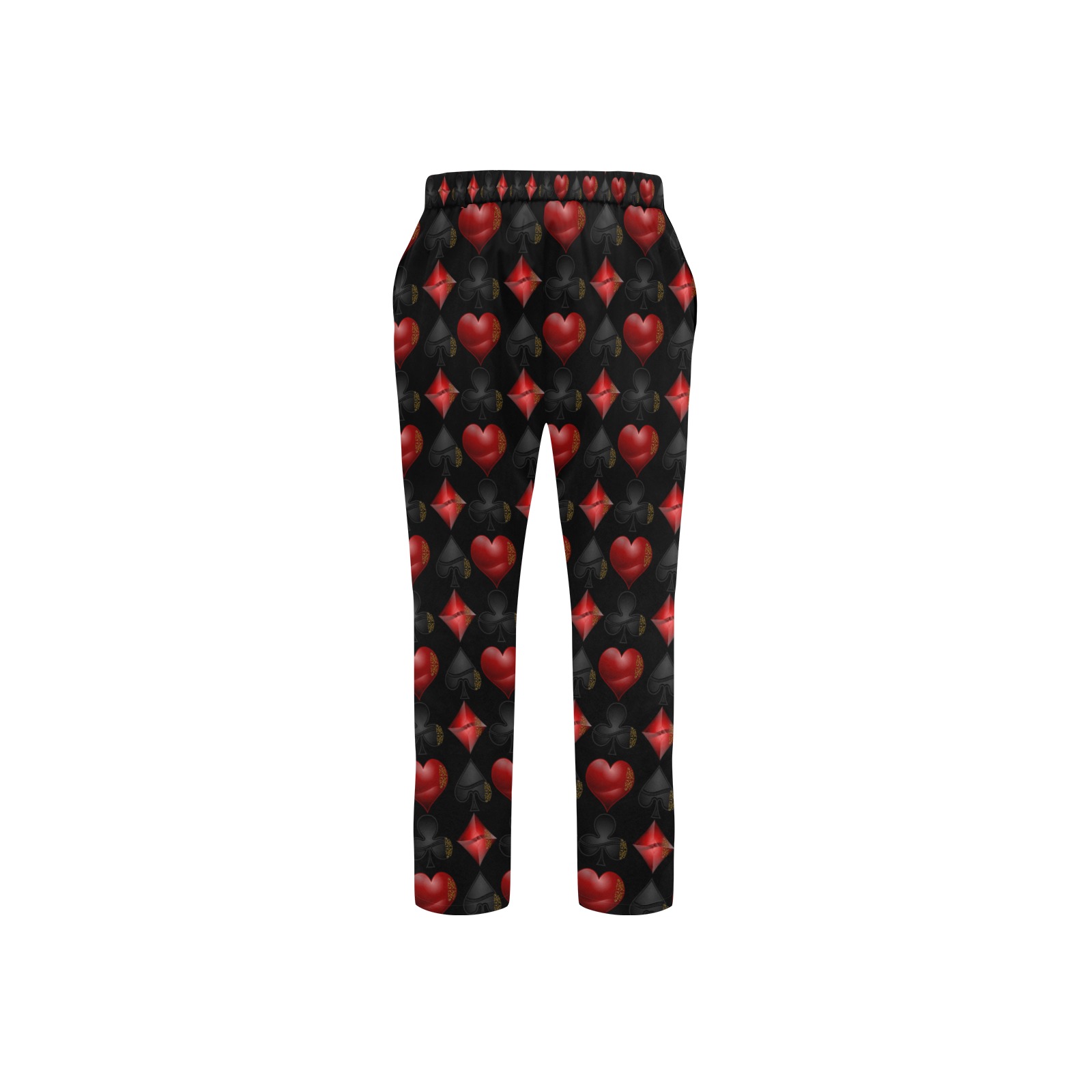 Playing Card Symbols on Black Men's All Over Print Casual Trousers (Model L68)