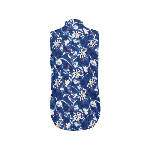 Brushstrokes floral garden BP Women's Bow Tie V-Neck Sleeveless Shirt (Model T69)
