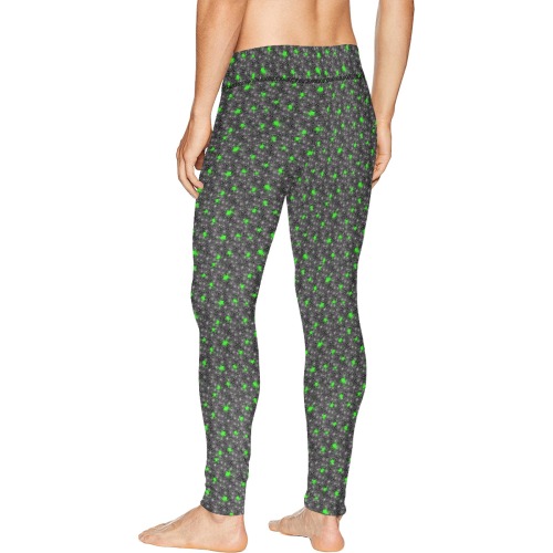 Neon Green Spiders And Web Men's All Over Print Leggings (Model L38)