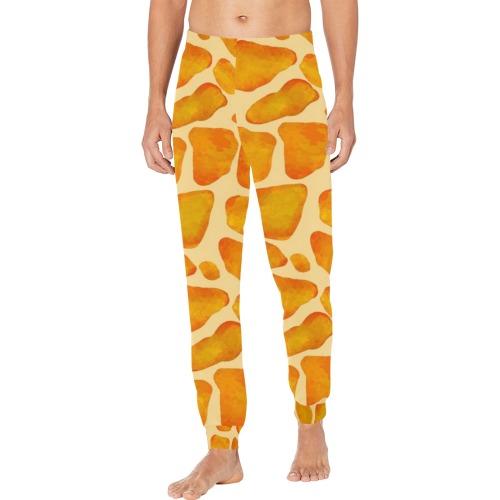 Giraffe Print Men's Pajama Trousers with Custom Cuff