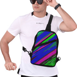 Diagonal Green Blue Purple And Black Abstract Art Men's Chest Bag (Model 1726)