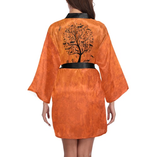 African Tree of Life Long Sleeve Kimono Robe