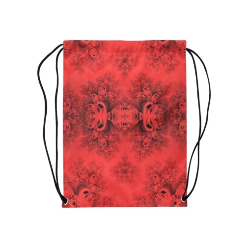 Autumn Reds in the Garden Frost Fractal Medium Drawstring Bag Model 1604 (Twin Sides) 13.8"(W) * 18.1"(H)