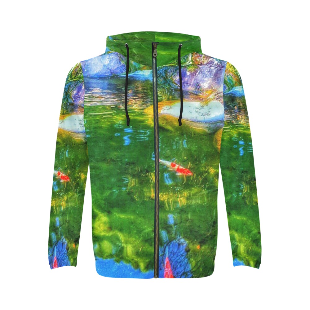 Glowing Reflecting Pond All Over Print Full Zip Hoodie for Men (Model H14)