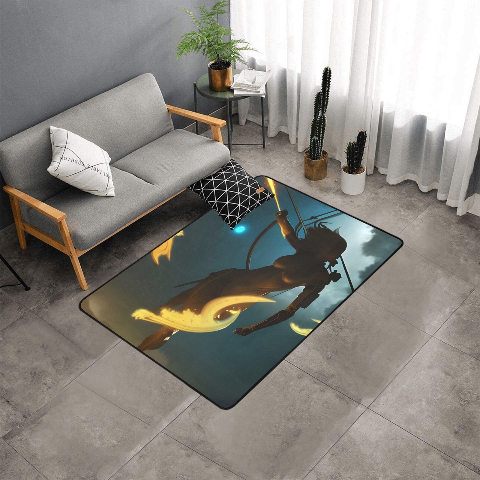 The Archer Area Rug with Black Binding 5'3''x4'