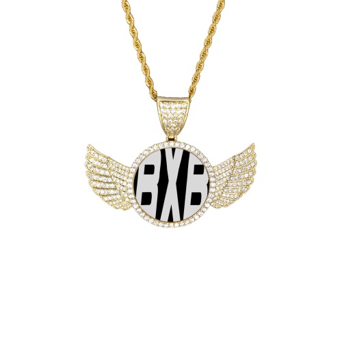 BXB GOLD WINGS CHAIN Wings Gold Photo Pendant with Rope Chain