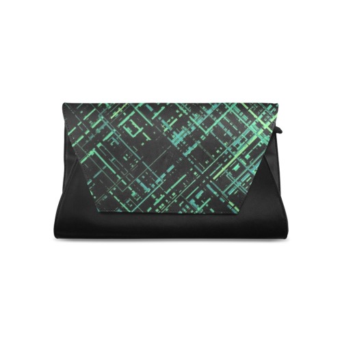 Crisscross Pattern (Green/Black) Clutch Bag (Model 1630)