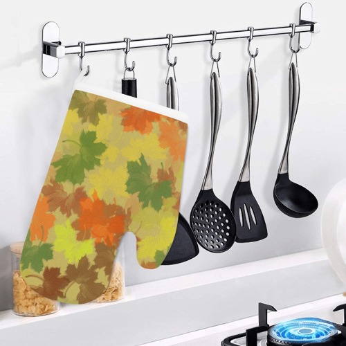 Autumn Leaves / Fall Leaves Linen Oven Mitt (One Piece)