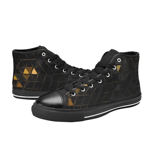 mosaic triangle 7 High Top Canvas Shoes for Kid (Model 017)