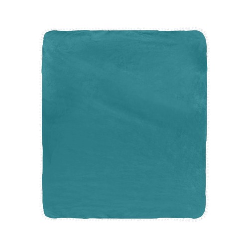 Harbor Blue Pom Pom Fringe Blanket 40"x50"