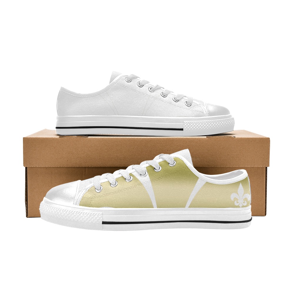 Gold N O white Women's Classic Canvas Shoes (Model 018)