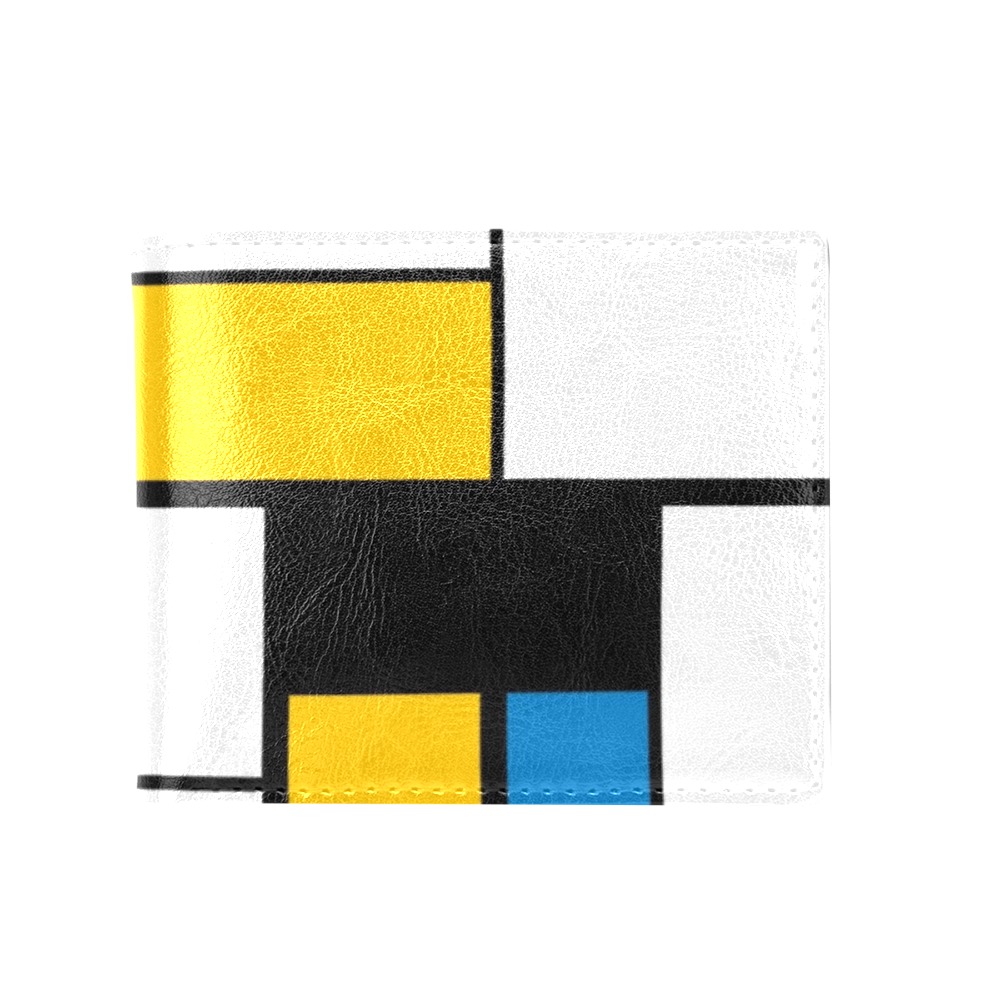 Mondrian De Stijl Modern Bifold Wallet with Coin Pocket (Model 1706)