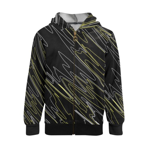 Marbled Black Yellow Kids' All Over Print Full Zip Hoodie (Model H39)