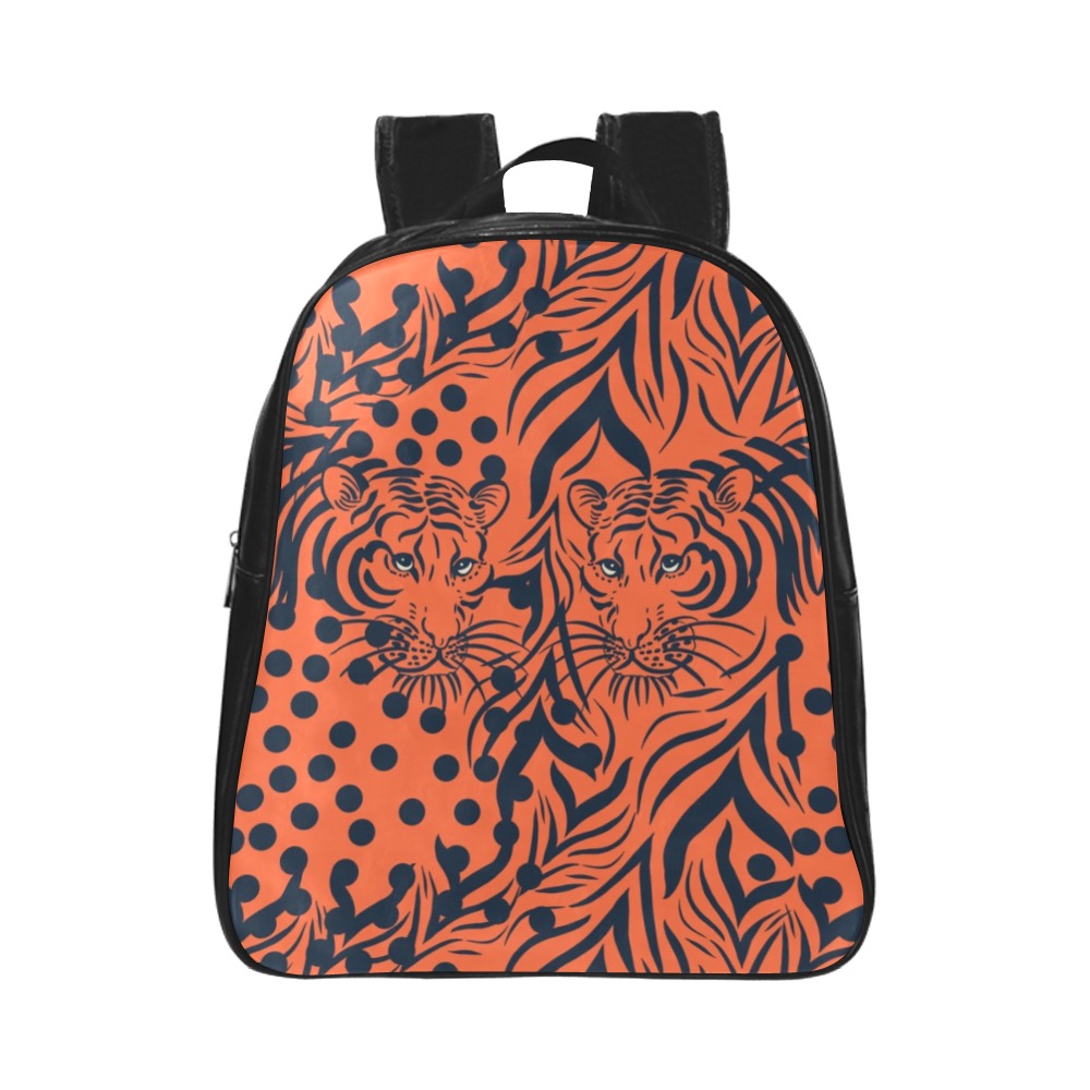 Red modern tiger School Backpack (Model 1601)(Small)