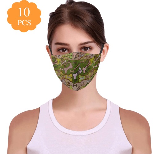 Bones Pop Art by Nico Bielow 3D Mouth Mask with Drawstring (Pack of 10 & 20 Filters Included) (Model M04)