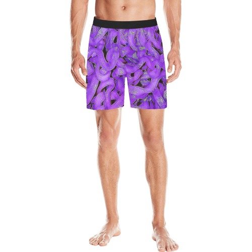 Purple Ramen Men's Mid-Length Pajama Shorts (Model L46)