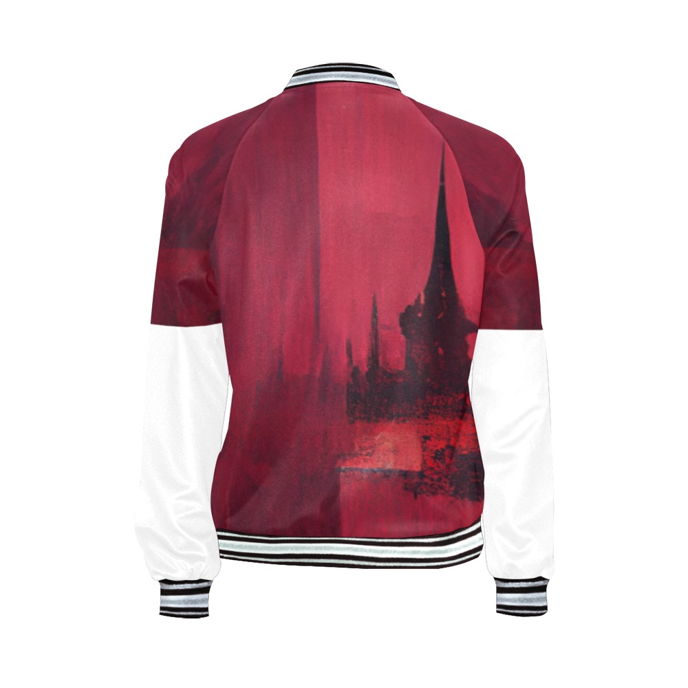 graffiti building, red All Over Print Bomber Jacket for Women (Model H21)