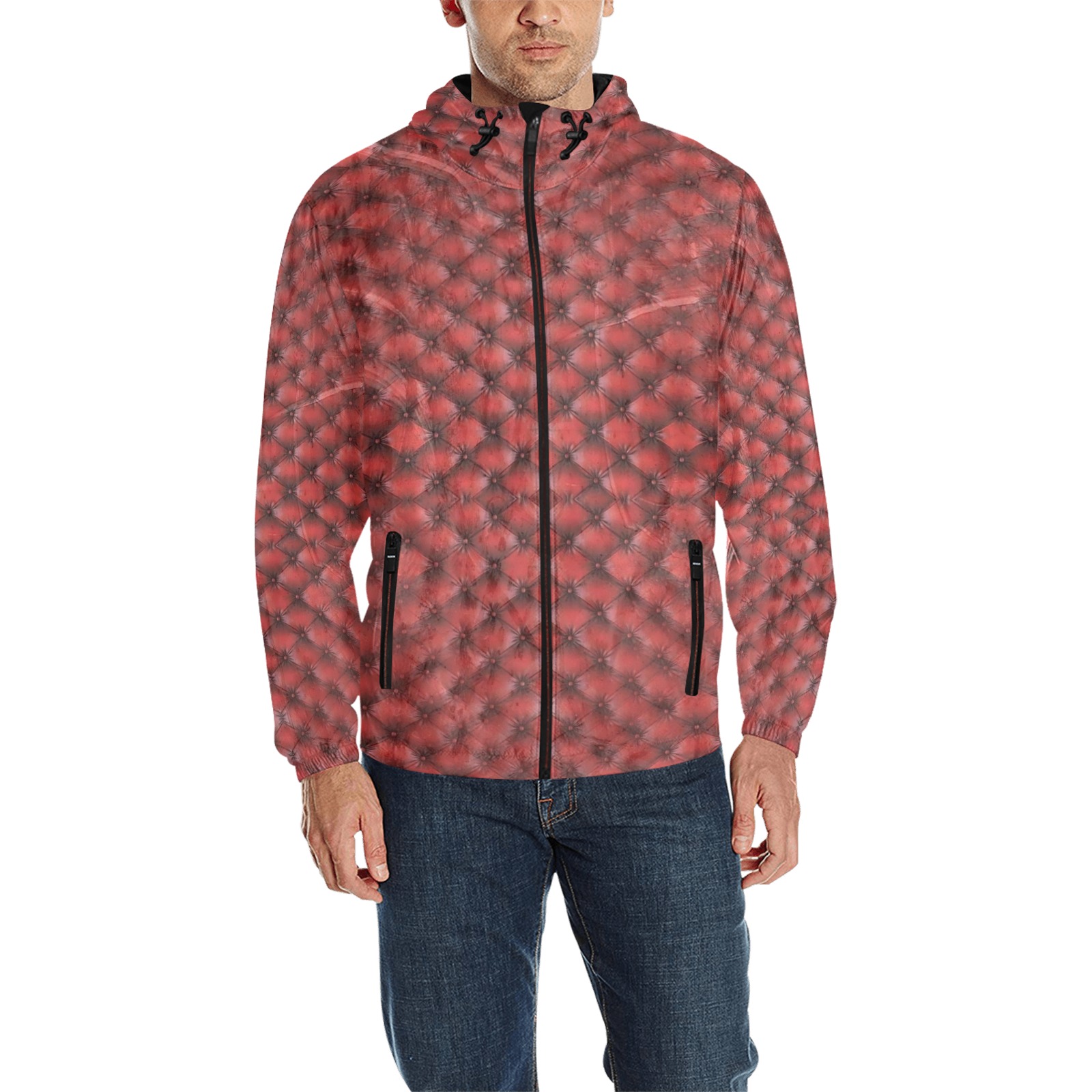 Leather Red Step by Artdream All Over Print Quilted Windbreaker for Men (Model H35)
