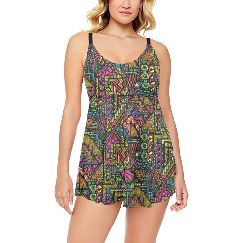 Through the Looking Glass Chest Pleat Swim Dress (Model S31)
