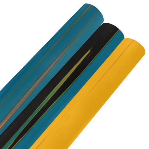 Black Turquoise And Orange Go! Abstract Art Gift Wrapping Paper 58"x 23" (3 Rolls)