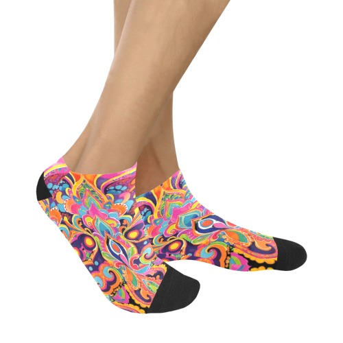 Abstract Retro Hippie Paisley Floral Women's Ankle Socks