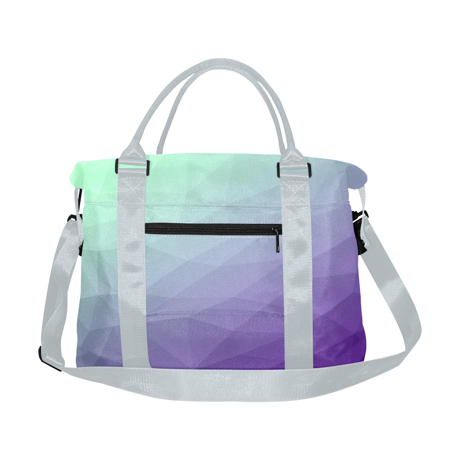 Purple green ombre gradient geometric mesh pattern Large Capacity Duffle Bag (Model 1715)