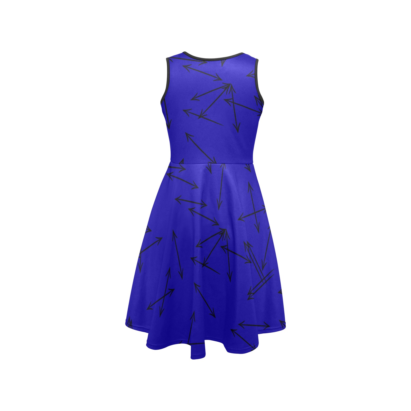 Arrows Every Direction Black/Blue Sleeveless Expansion Dress (Model D60)