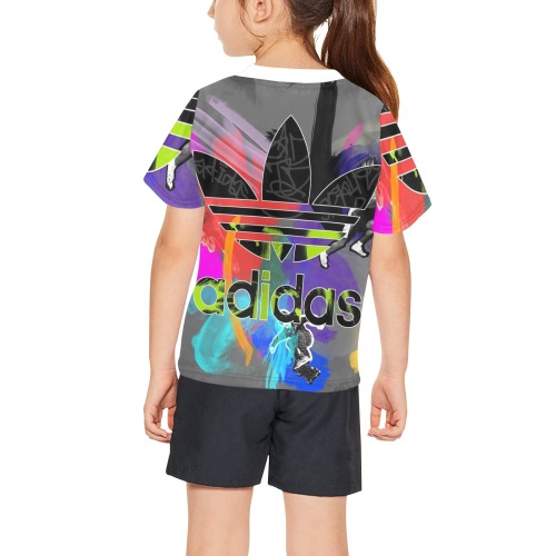 Addidas shirt Big Girls' All Over Print Crew Neck T-Shirt (Model T40-2)