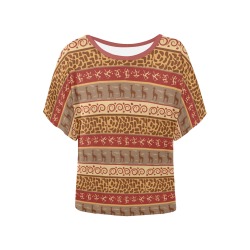 African patterns -03 Women's Batwing-Sleeved Blouse T shirt (Model T44)