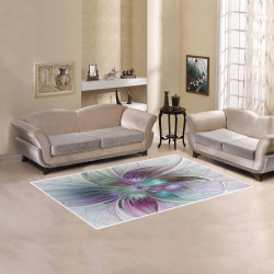 Colorful Abstract Flower Modern Floral Fractal Art Area Rug 5'x3'3''