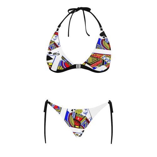 PLAYING CARDS-2 Buckle Front Halter Bikini Swimsuit (Model S08)