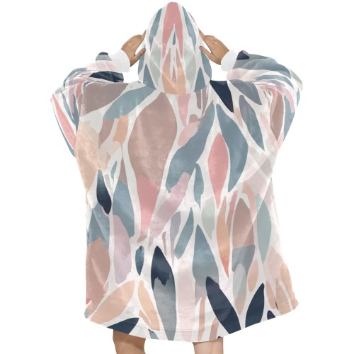 Stylish abstract shapes of pink, blue, gray colors Blanket Hoodie for Women