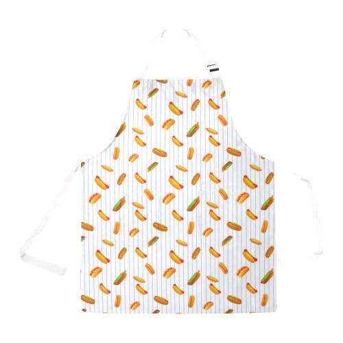 Hot Dog Pattern with Pinstripes All Over Print Apron