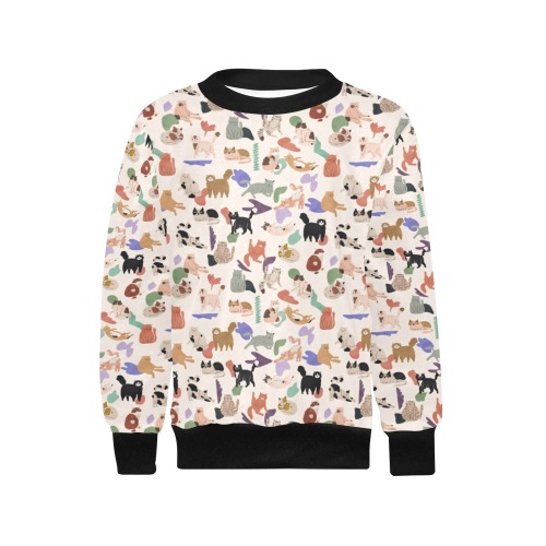 More cats 2 Girls' All Over Print Crew Neck Sweater (Model H49)