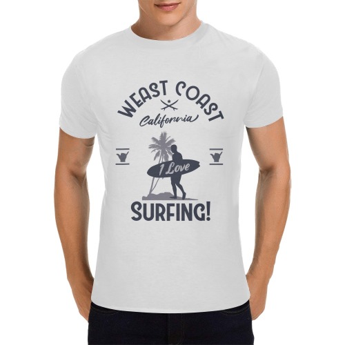 California West Coast I Love Surfing Men's T-Shirt in USA Size (Front Printing Only)