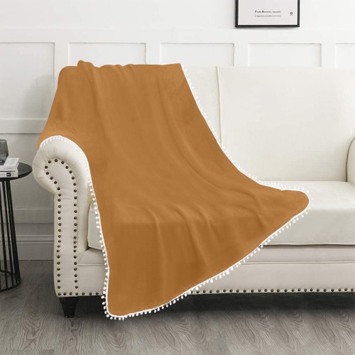 Sudan Brown Pom Pom Fringe Blanket 40"x50"