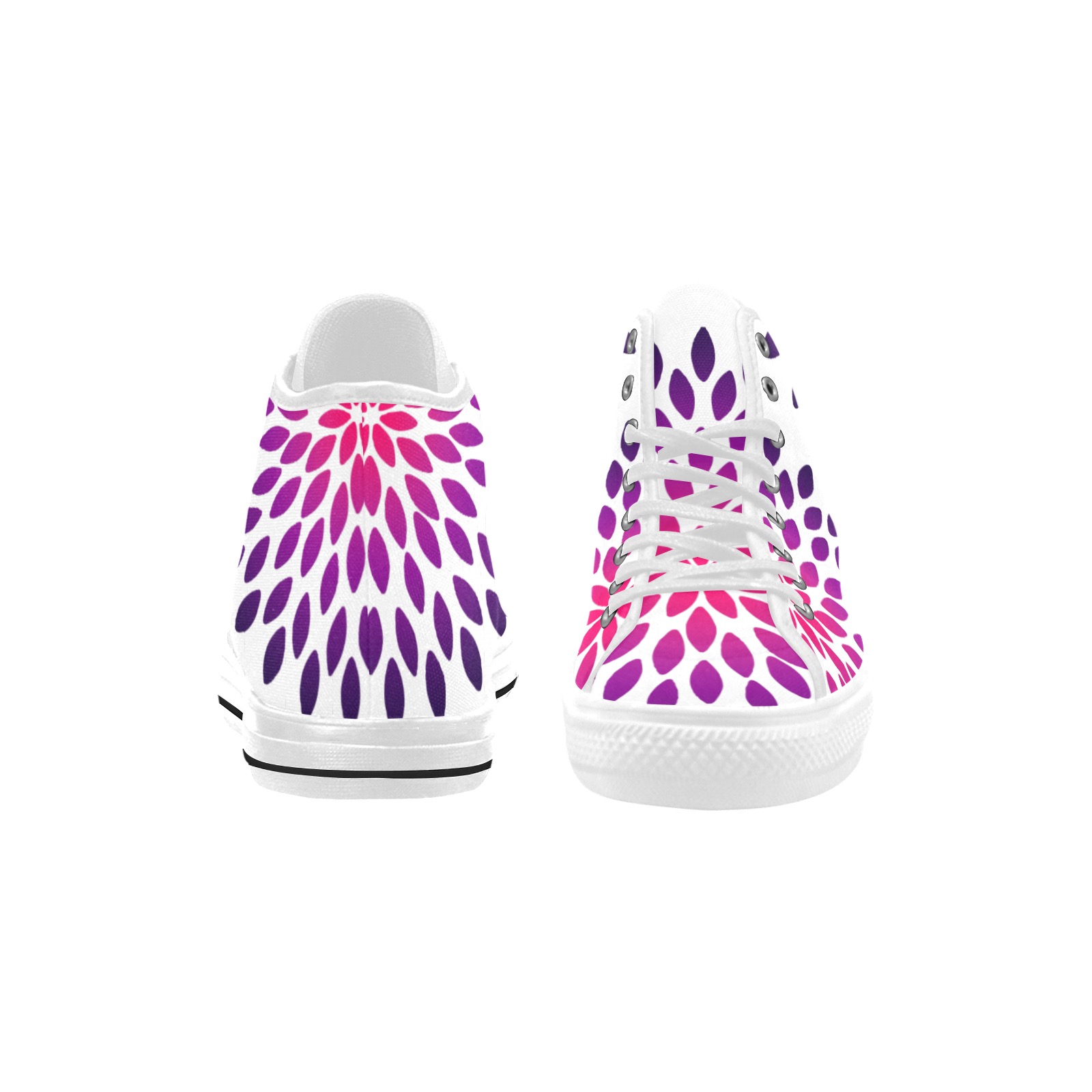 Ô Pink and Violet Zinnia on White Vancouver H Women's Canvas Shoes (1013-1)